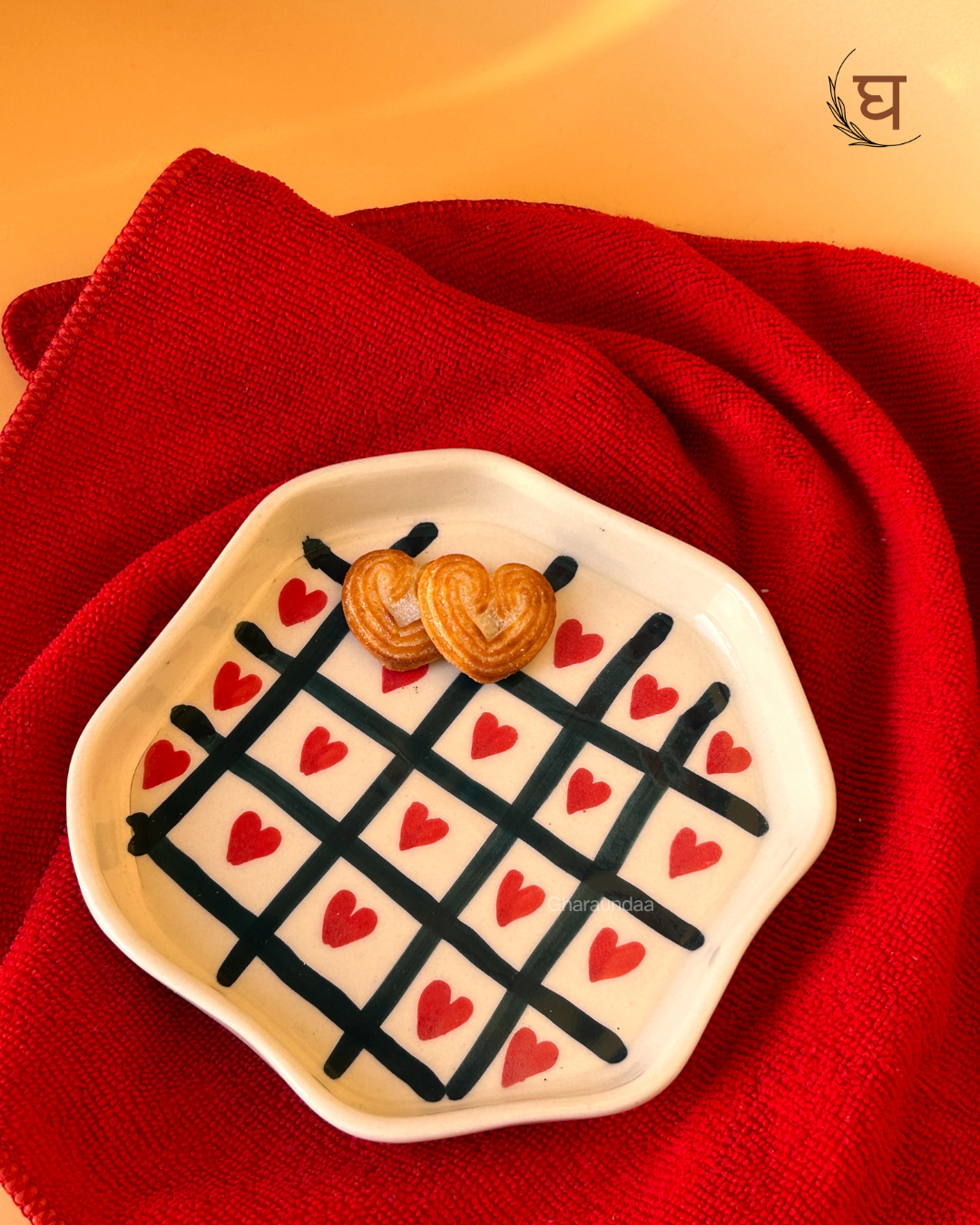 Heart checkered  Quarter plate